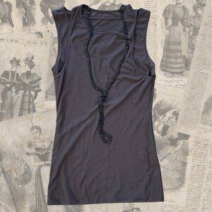 Chocolate Brown Max Mara Leisure Tempo Layered Sheer Stretch Mesh Tank - L - EUC